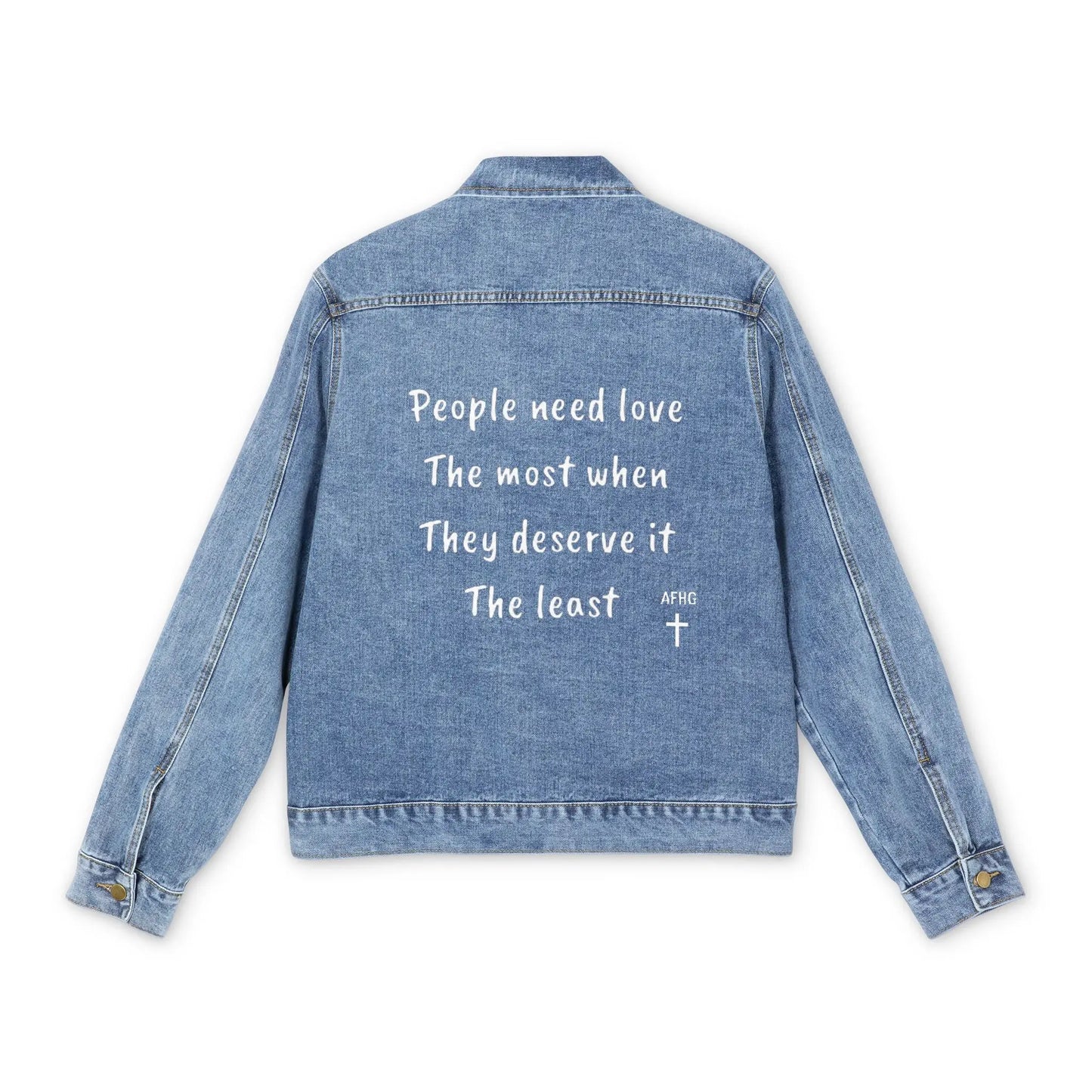 Jesus Christ Loves You Denim Jacket Printify
