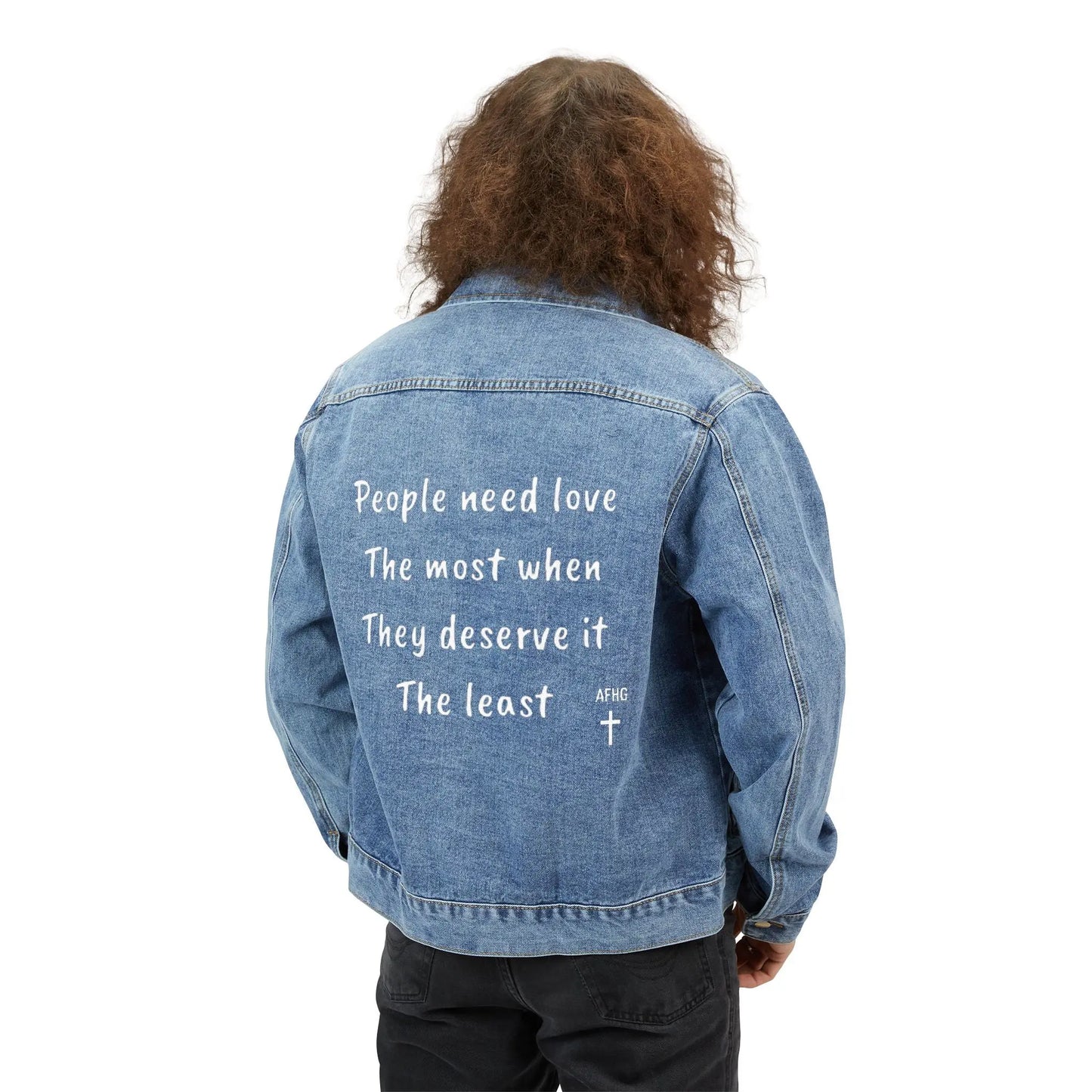 Jesus Christ Loves You Denim Jacket Printify